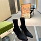 GG WOMEN'S GG KNIT ANKLE BOOTS BLACK 718378 FACFM 8720