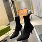 GG WOMEN'S GG KNIT ANKLE BOOTS BLACK 718378 FACFM 8720