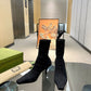 GG WOMEN'S GG KNIT ANKLE BOOTS BLACK 718378 FACFM 8720