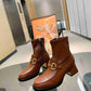 GG HORSEBIT PLAQUE ANKLE BOOTS BROWN 719830 1DO50 2347