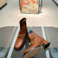 GG HORSEBIT PLAQUE ANKLE BOOTS BROWN 719830 1DO50 2347