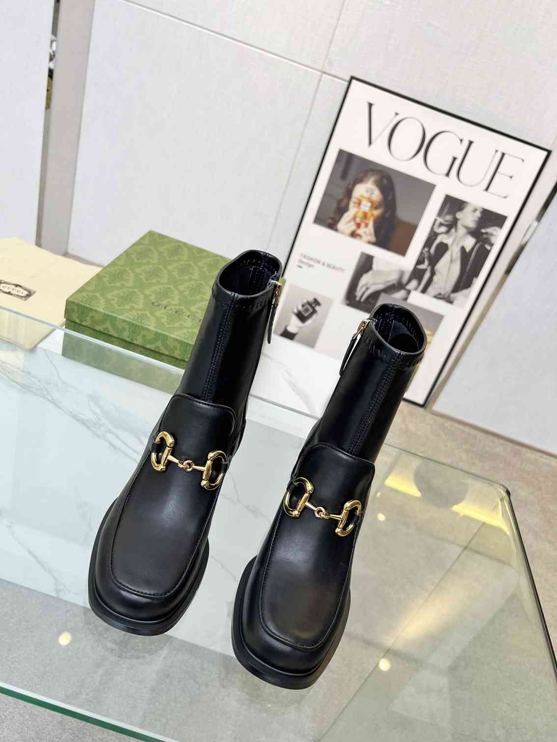 GG HORSEBIT PLAQUE ANKLE BOOTS BLACK 719830 1DO50 1000