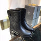 GG WOMEN'S GUCCISSIMA SHORT ZIP BOOTS BLACK