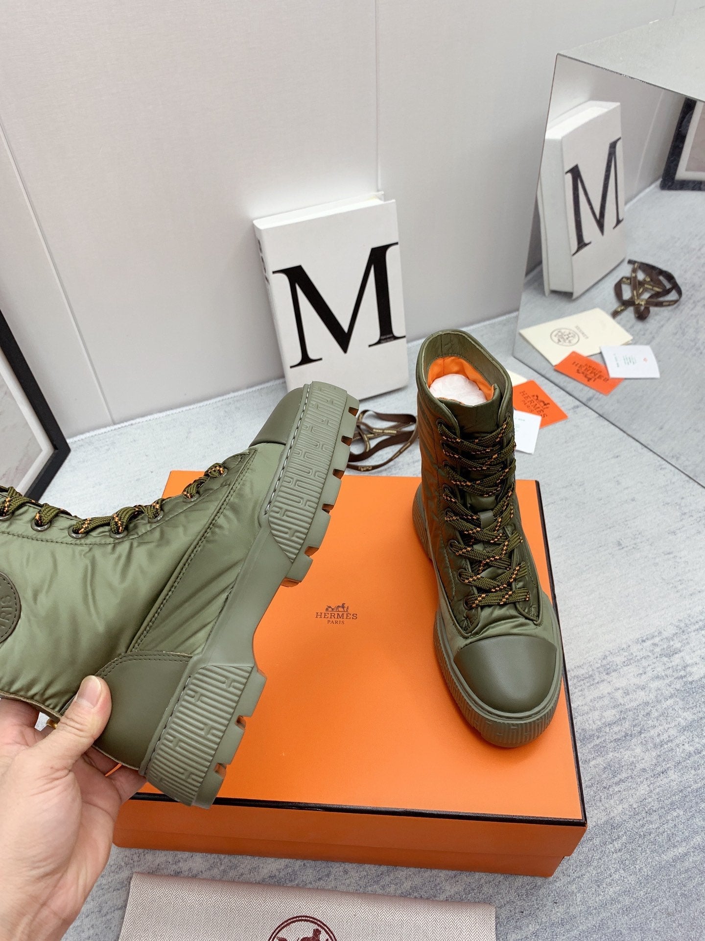 HM FRESH ANKLE BOOTS GREEN