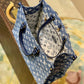ONTHEGO MM M59608 Denim Leather Bag Navy Blue