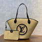 M59963 M59808 Black Plain Leather Logo Straw Bags 2022 SS free shipping