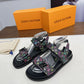 LV X MURAKAMI LV SUNSET FLAT COMFORT SANDAL BLACK 1AGXF6