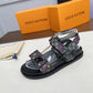 LV X MURAKAMI LV SUNSET FLAT COMFORT SANDAL BLACK 1AGXF6