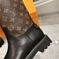 LV ASPEN PLATFORM ANKLE BOOT MONOGRAM BROWN
