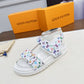 LV X MURAKAMI LV SUNSET FLAT COMFORT SANDAL WHITE 1AGXEQ