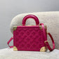 M20468 VALISETTE TRESOR rose red embroidery Box bag 22.5cm