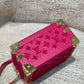 M20468 VALISETTE TRESOR rose red embroidery Box bag 22.5cm