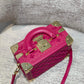 M20468 VALISETTE TRESOR rose red embroidery Box bag 22.5cm
