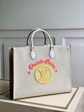 M20815 ONTHEGO TOTE BAG EMBROIDERED AND LEATHER TRIM SMALL 35 yellow GREEN