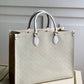 M20815 ONTHEGO TOTE BAG EMBROIDERED AND LEATHER TRIM SMALL 35 yellow GREEN