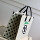 M20815 ONTHEGO TOTE BAG EMBROIDERED AND LEATHER TRIM SMALL 35 BLACK GREEN