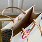 M20815 ONTHEGO TOTE BAG EMBROIDERED AND LEATHER TRIM SMALL 35 white rose
