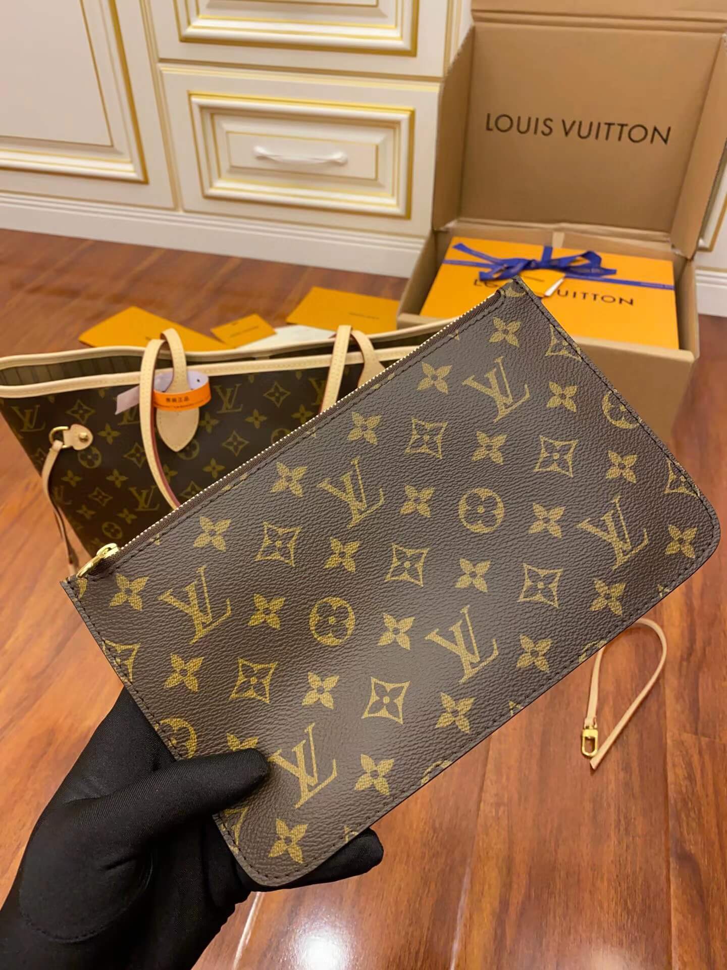 M40995 NEVERFULL MM MONOGRAM APRICOT INSIDE original quality