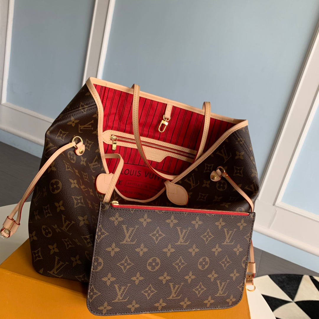 Neverfull M41177 RED INSIDE MM Shoulder tote bag M40995 Monogram GHW  d