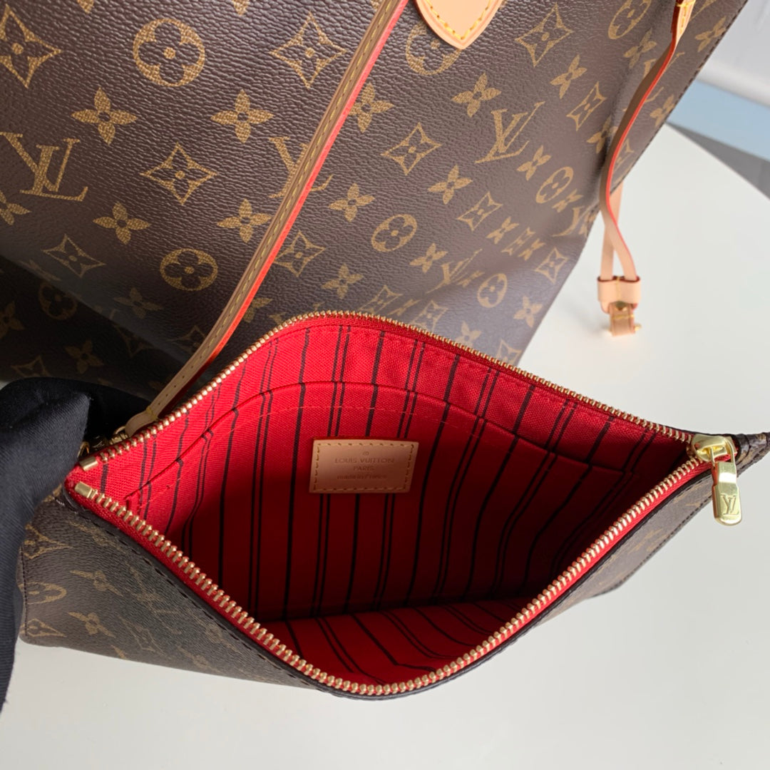 Neverfull M41177 RED INSIDE MM Shoulder tote bag M40995 Monogram GHW  d