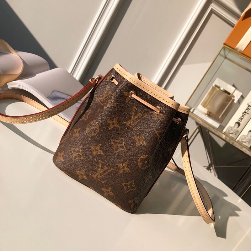 M41346 NANO NOE Nano Lockit cross body bags brown calfskin monogram mini 13cm