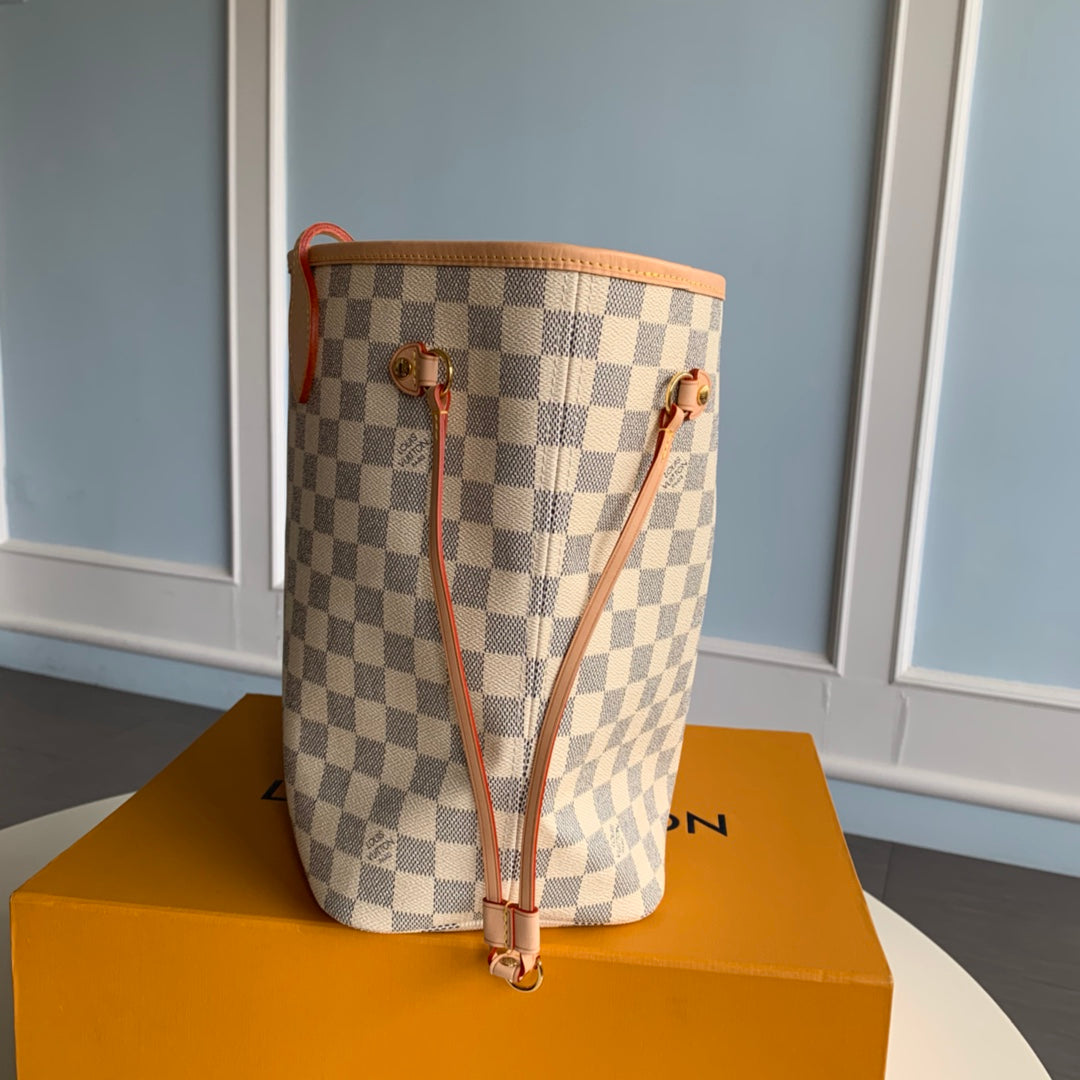 Neverfull N41361 MM Shoulder tote bag M40995 white Damier GHW  d