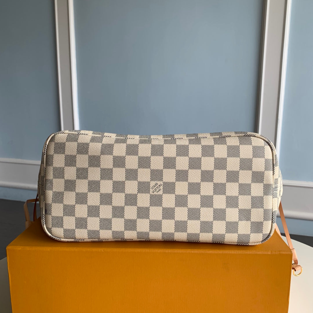 Neverfull N41361 MM Shoulder tote bag M40995 white Damier GHW  d