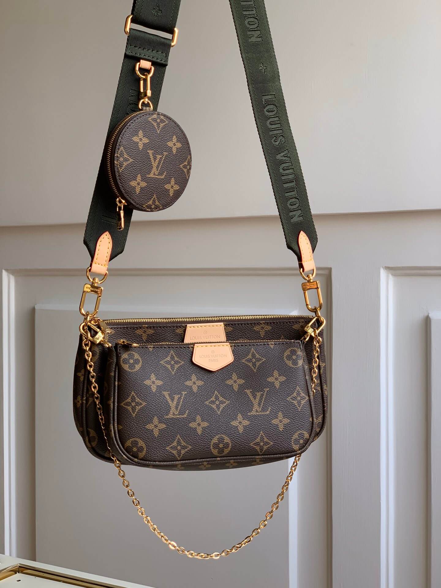 M44813 multi pochette accessoires Khaki dark green monogram