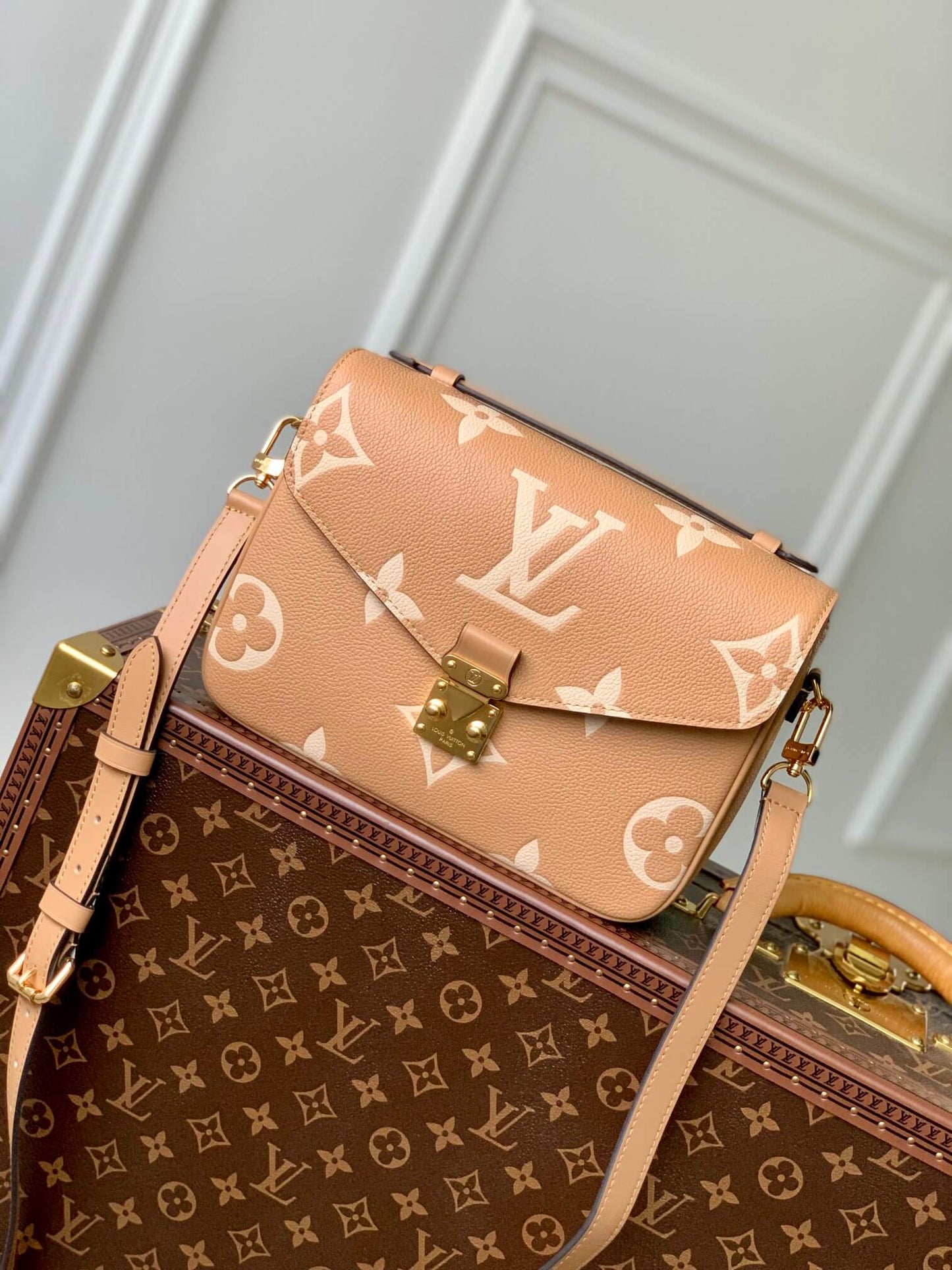 M45773 Pochette Metis Monogram Empreinte shoulder cross body bag brown