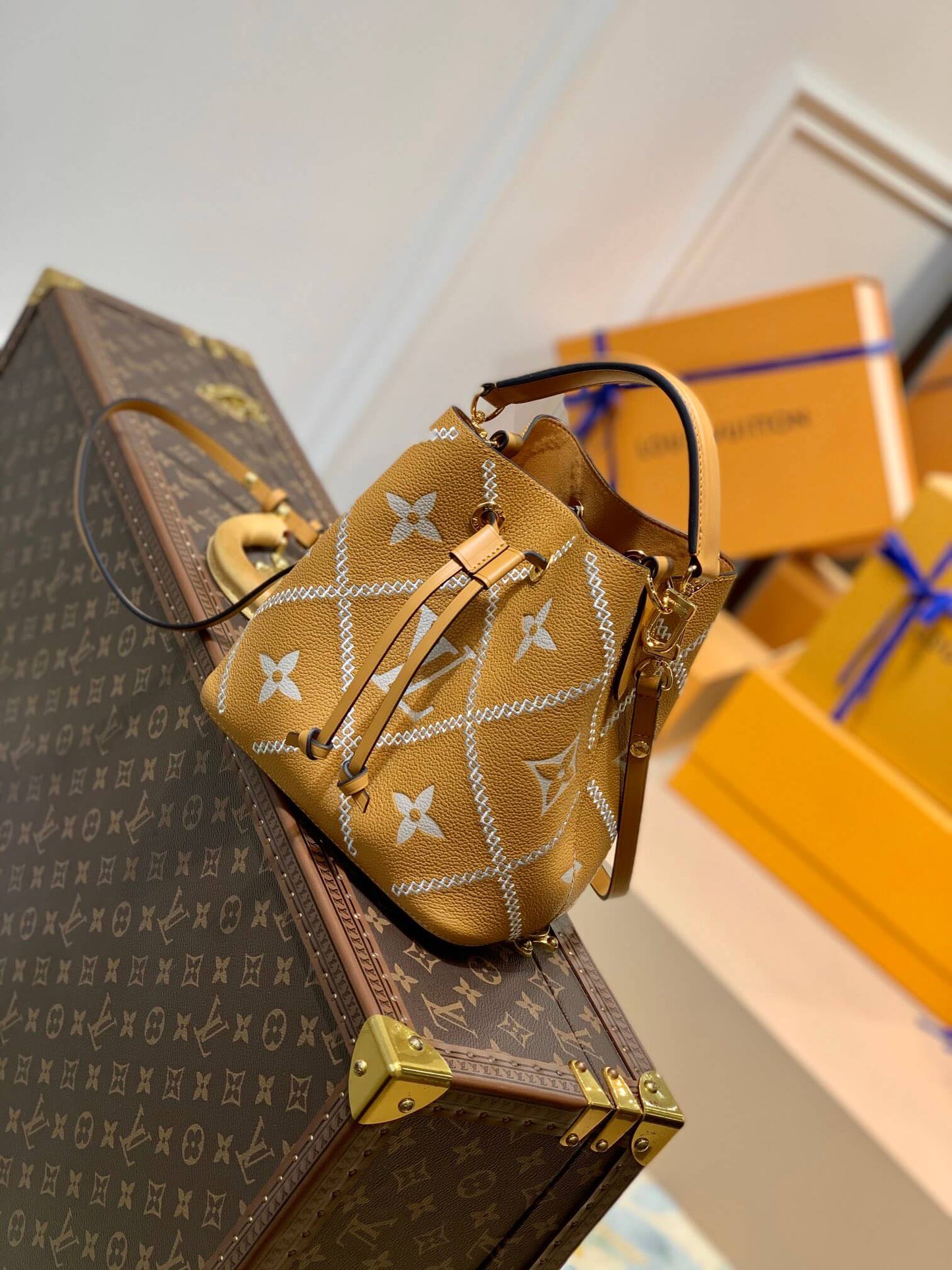 M46023 bucket bag NéoNoé Monogram Empreinte shoulder bag cross body bags brown calfskin