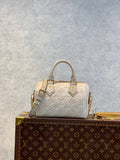 M46163 Handbag shoulder bag cross body bags calfskin dirty white Embossing