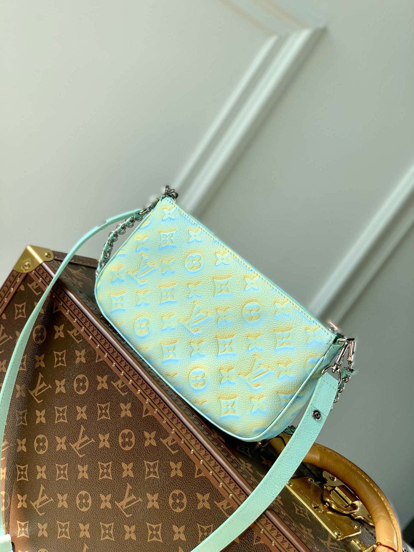M46180 Multi Pochette Accessoires Handbag cross body bags shoulder bag green calfskin Monogram Empreinte