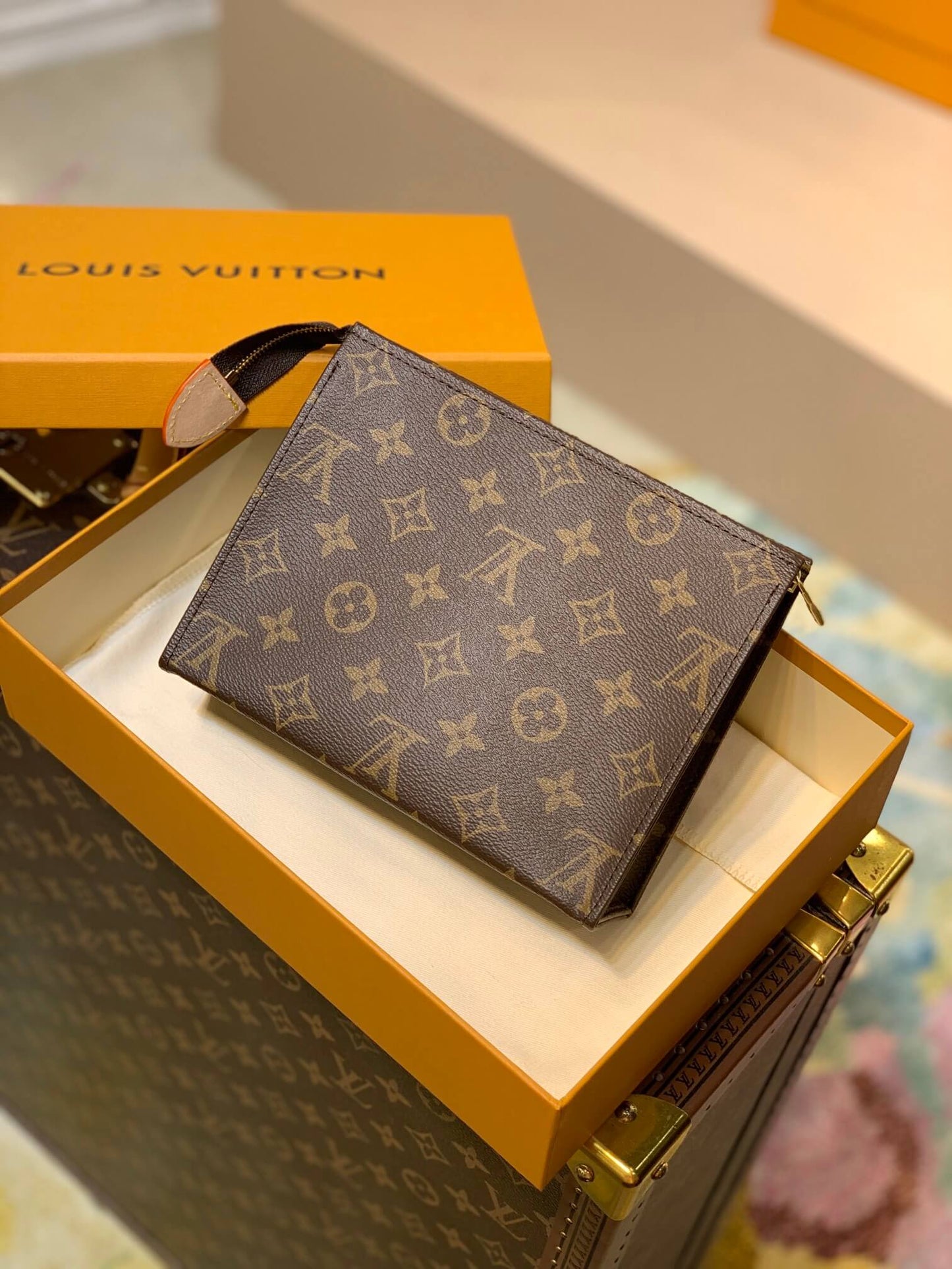 M47544 Clutch bag subaxillary bag brown calfskin Monogram