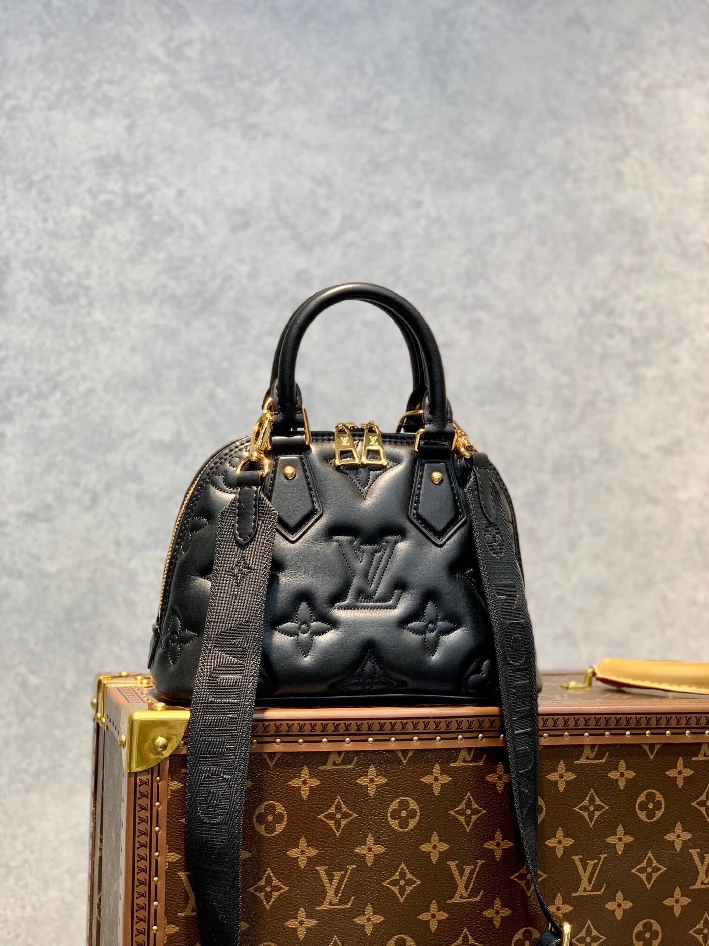 M59793 Alma BB Handbag shoulder bag cross body bags black calfskin Monogram