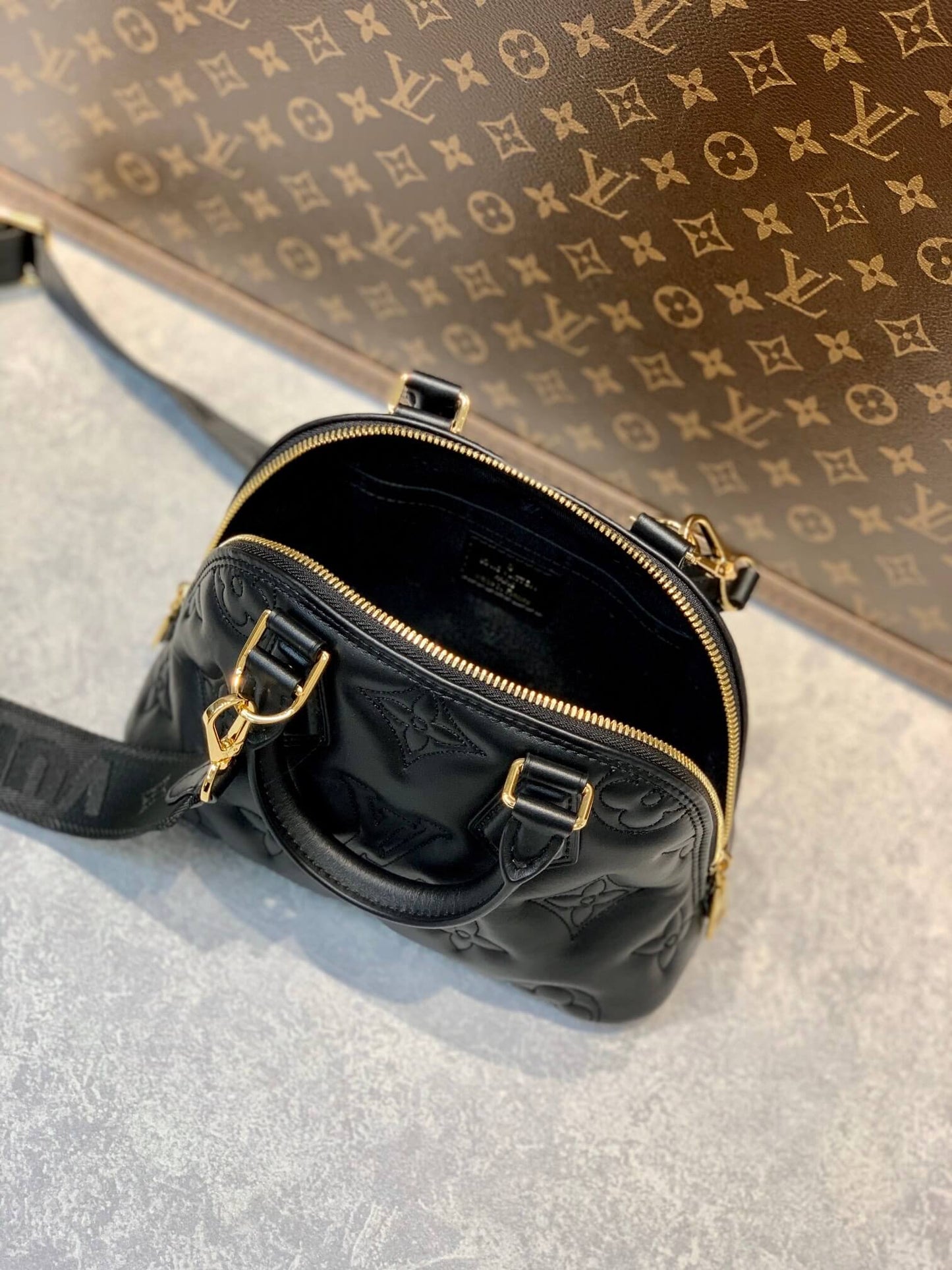 M59793 Alma BB Handbag shoulder bag cross body bags black calfskin Monogram