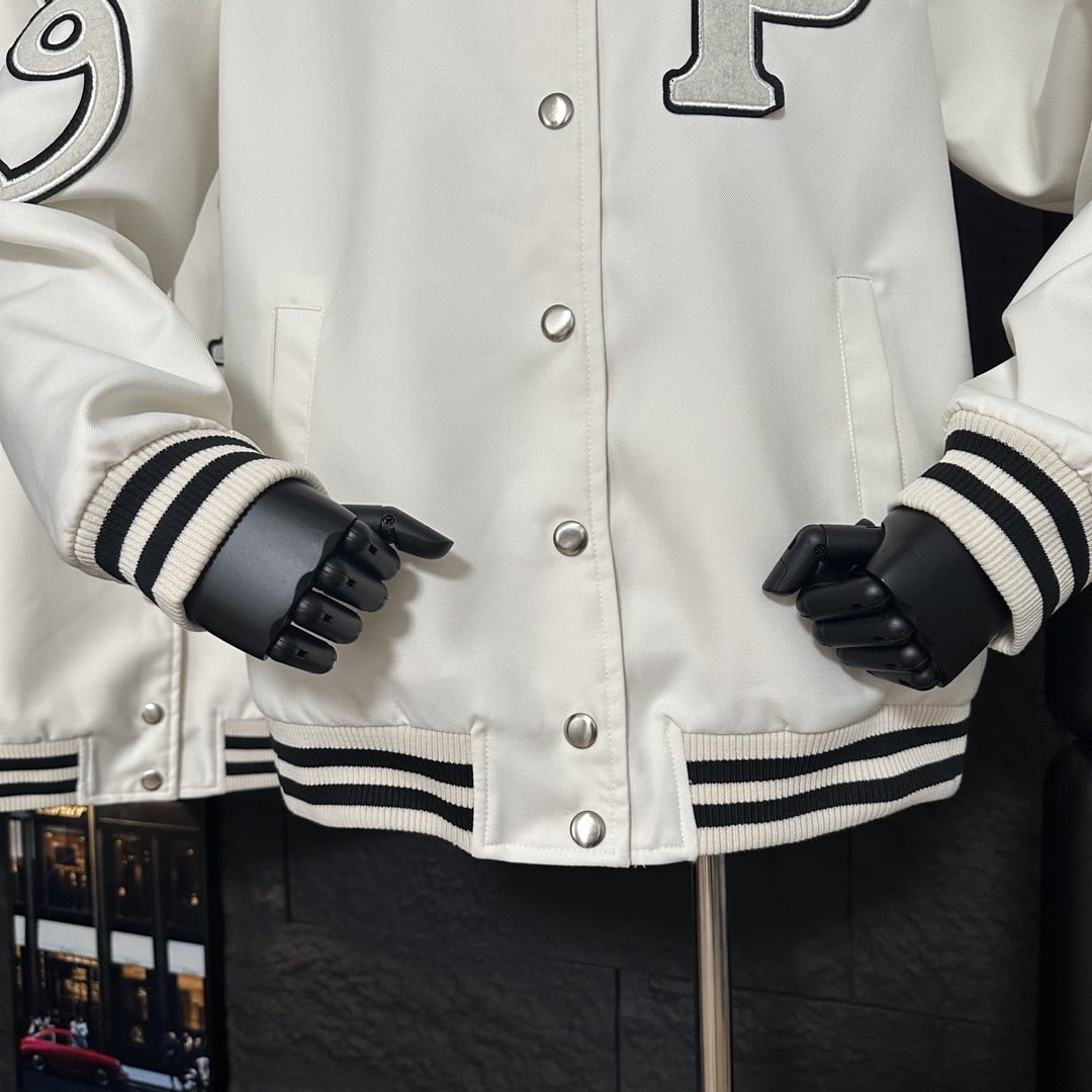 PR CANVAS BOMBER JACKET WITH PATCHES WHITE 292230 152I F0304 S OOO