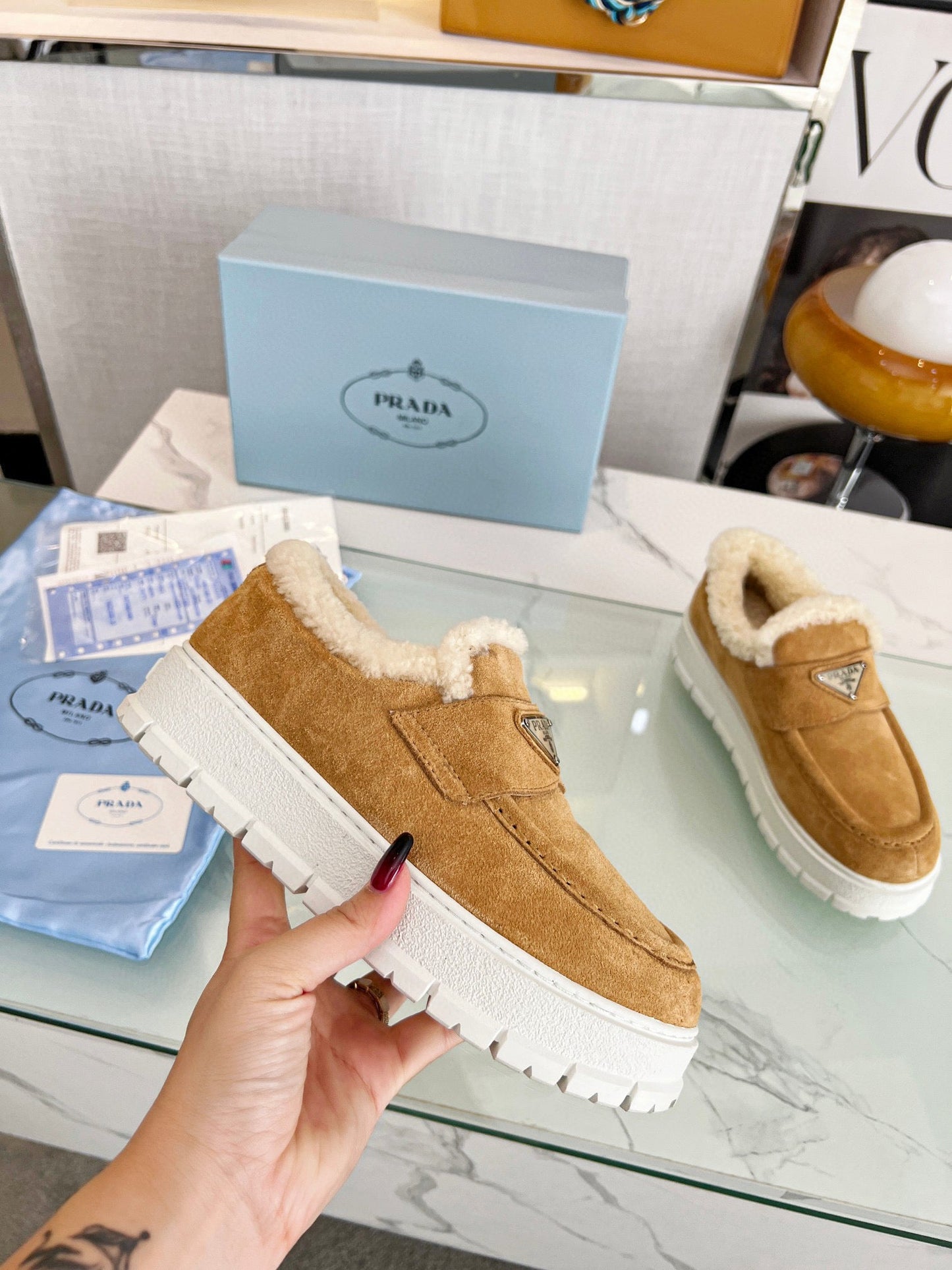 PD SUEDE LOAFER BOOTIES ECRU 1D245N 3I2M F0379 F ZB45