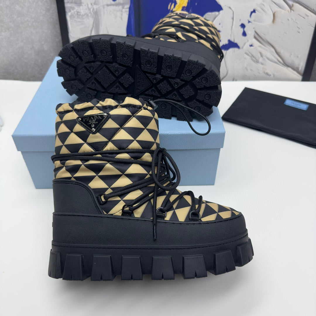 PD NYLON GABARDINE APRÈS SKI BOOTIES BLACK BEIGE