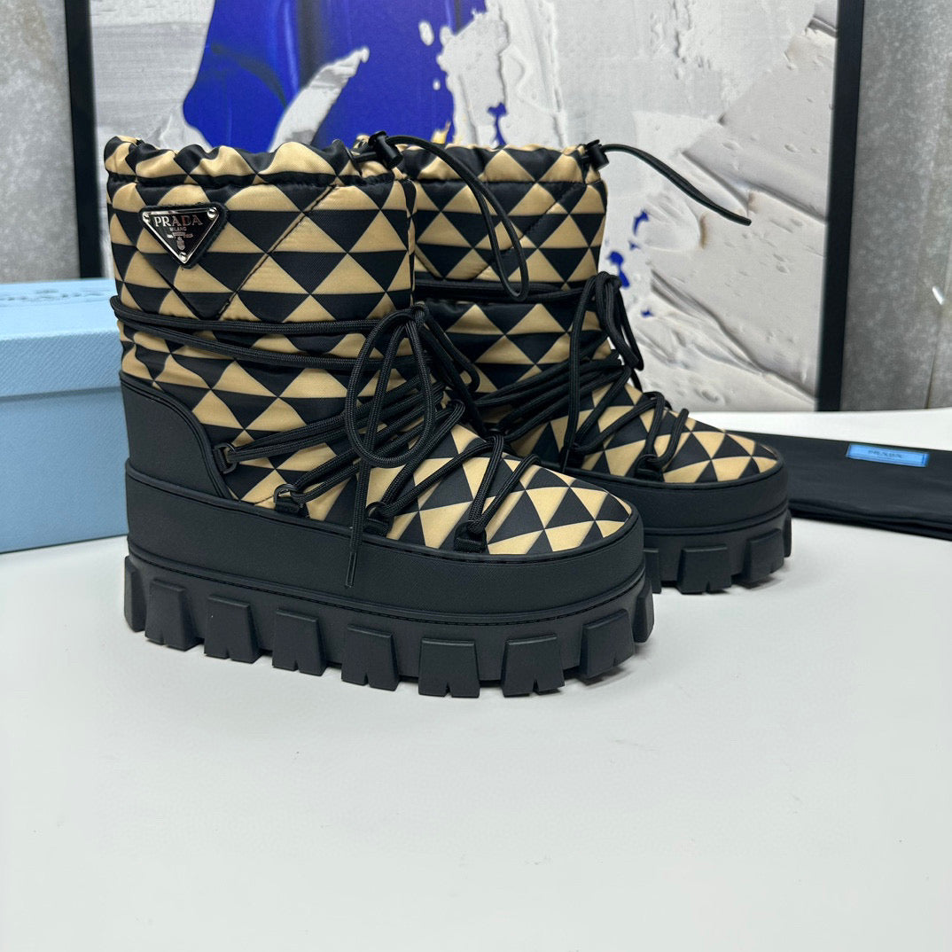 PD NYLON GABARDINE APRÈS SKI BOOTIES BLACK BEIGE