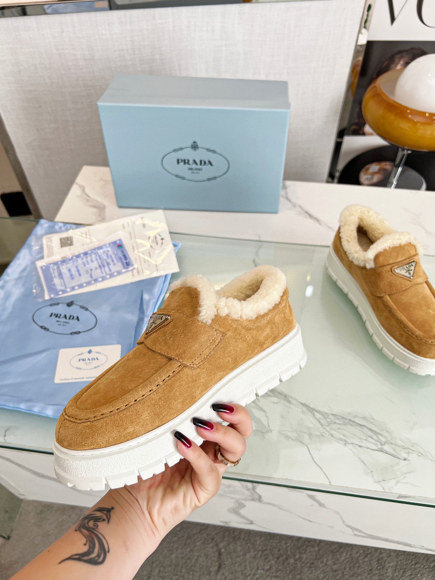 PD SUEDE LOAFER BOOTIES ECRU 1D245N 3I2M F0379 F ZB45
