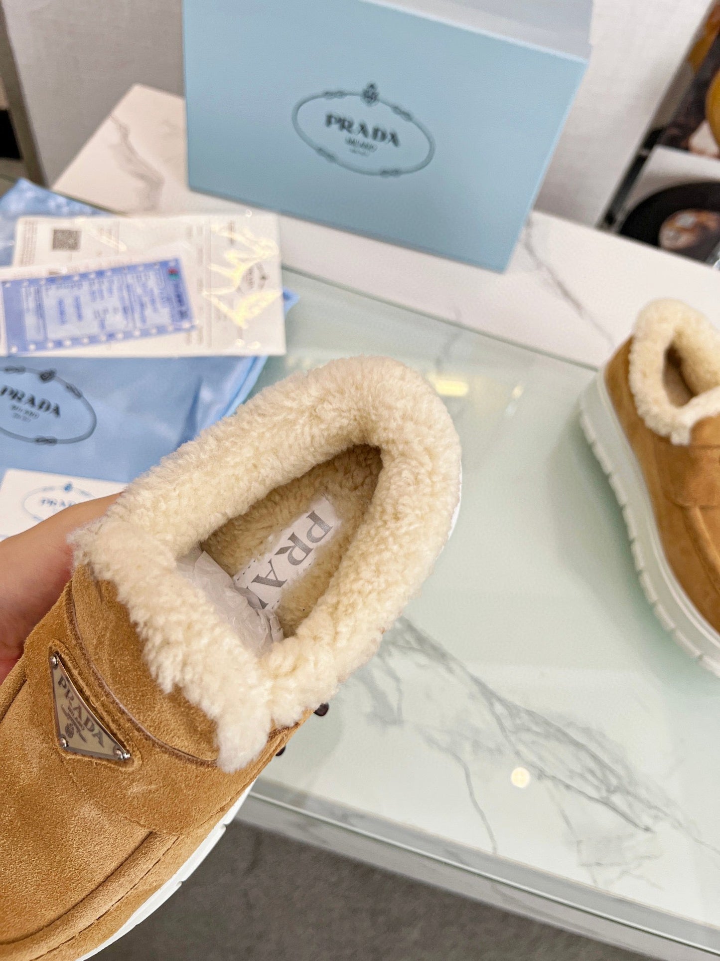 PD SUEDE LOAFER BOOTIES ECRU 1D245N 3I2M F0379 F ZB45
