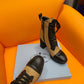 PD LOGO PLAQUE ANKLE BOOTS BROWN