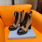 PD LOGO PLAQUE ANKLE BOOTS BROWN