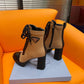PD LOGO PLAQUE ANKLE BOOTS BROWN