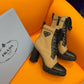 PD LOGO PLAQUE ANKLE BOOTS BROWN