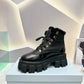 PD LEATHER CHUNKY ANKLE BOOTS BLACK