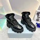 PD LEATHER CHUNKY ANKLE BOOTS BLACK