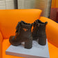 PD LOGO PLAQUE ANKLE BOOTS BLACK