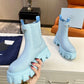 PD MONOLITH BRUSHED LEATHER BOOTIES BLUE