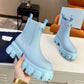 PD MONOLITH BRUSHED LEATHER BOOTIES BLUE